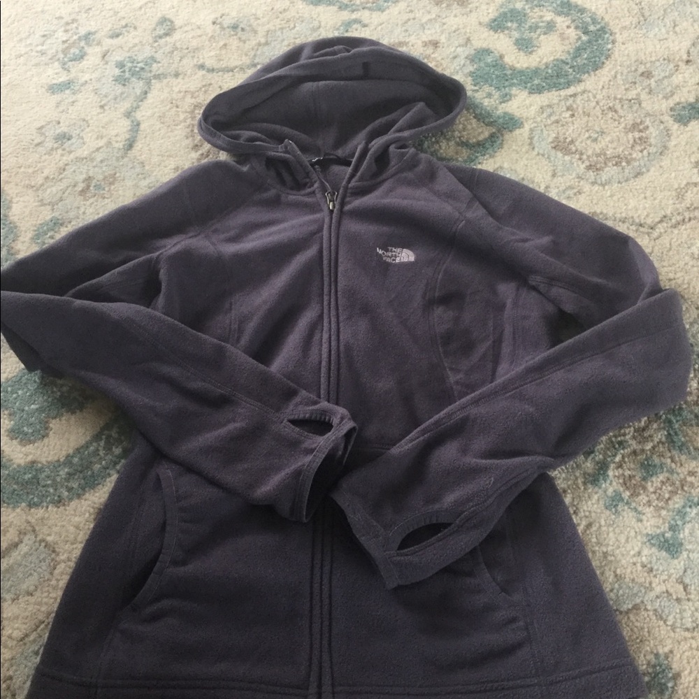 Dark grey north face zip up sweater small
